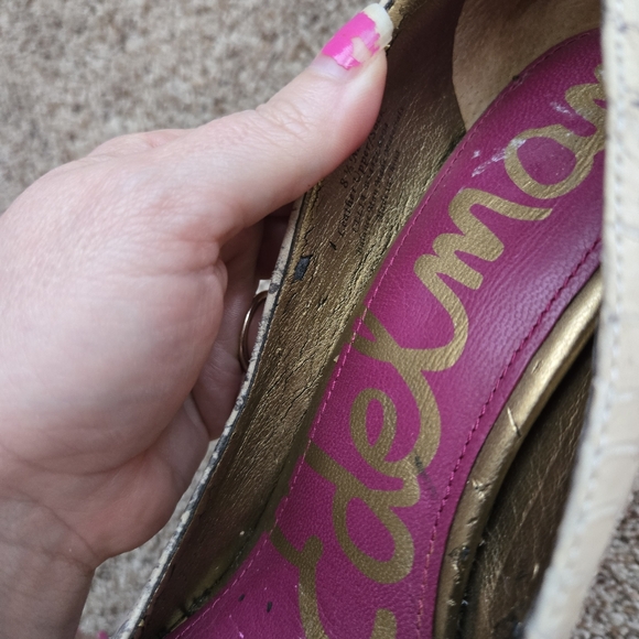 Sam Eldeman Snake Print Platform Womens  Heels Size 8.5 Leather - Picture 12 of 13